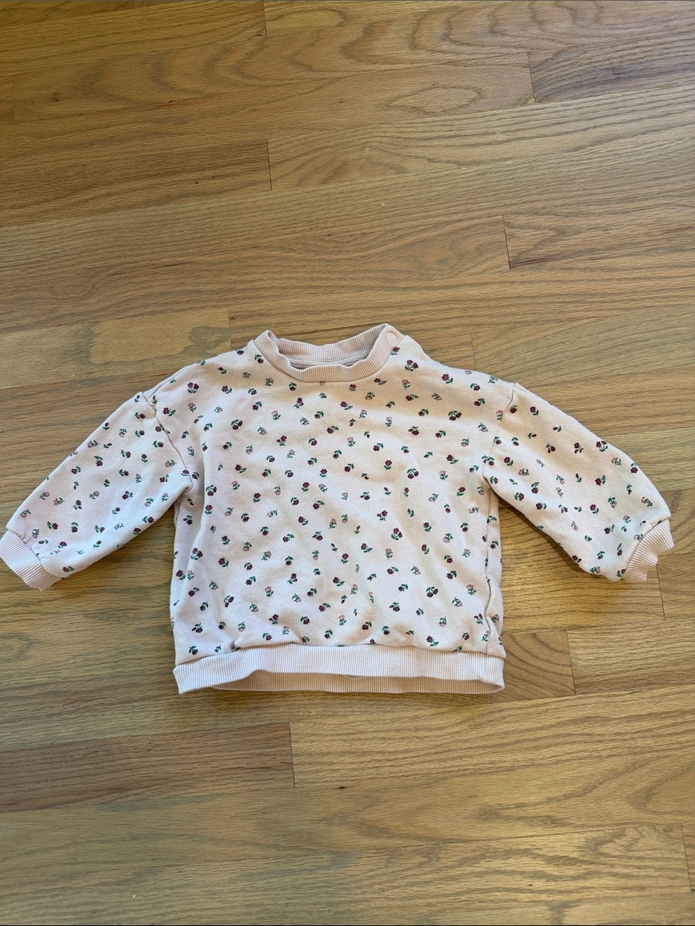 H&M Light Pink Floral Print Crewneck Sweatshirt Girls 18M